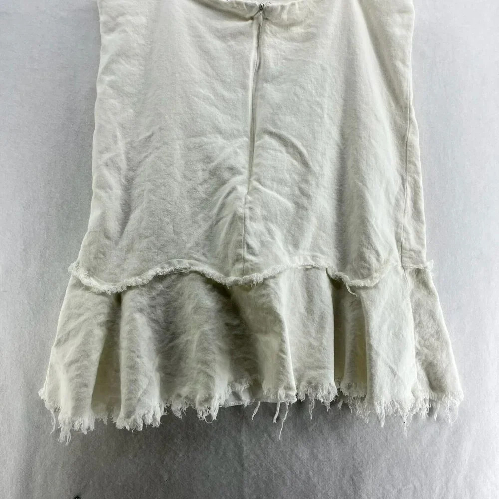 Whyte Valentyne Mini Dress Women's Sz 10 White Spaghetti Strap V-Neck Raw Hem - Picture 8 of 12